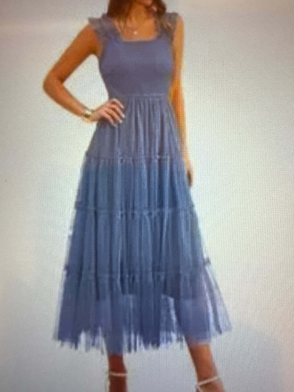 Pretty Garden Tulle Smocked Ruffled Sleeve romantic feminine Midi Dress